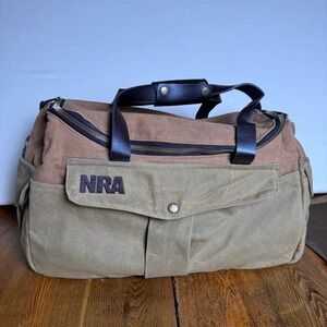 NWT NRA Vintage Wax Canvas Duffle Range Bag Tan Brown (No Carry Strap) 16x9x7